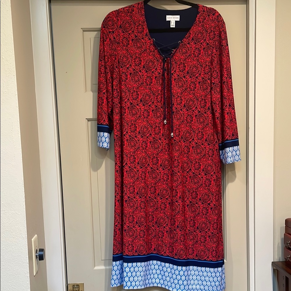 Red and Blue Patterned Dress